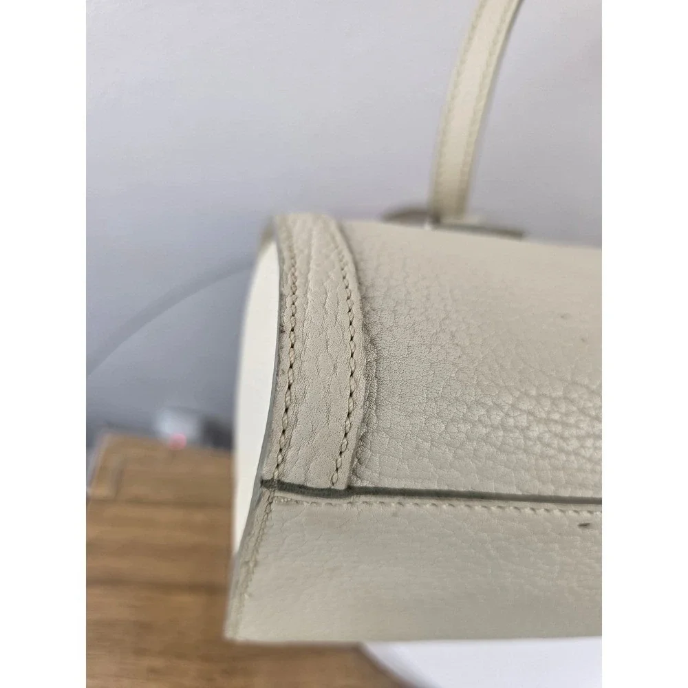 Dooney & Bourke Cream Pebbled Leather Barrel Shoulder Bag Marbled Lining